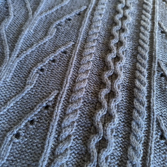 J. Crew Factory | Pointelle Cable Knit Wool Blend Sweater, Navy, Size M - Picture 5 of 8